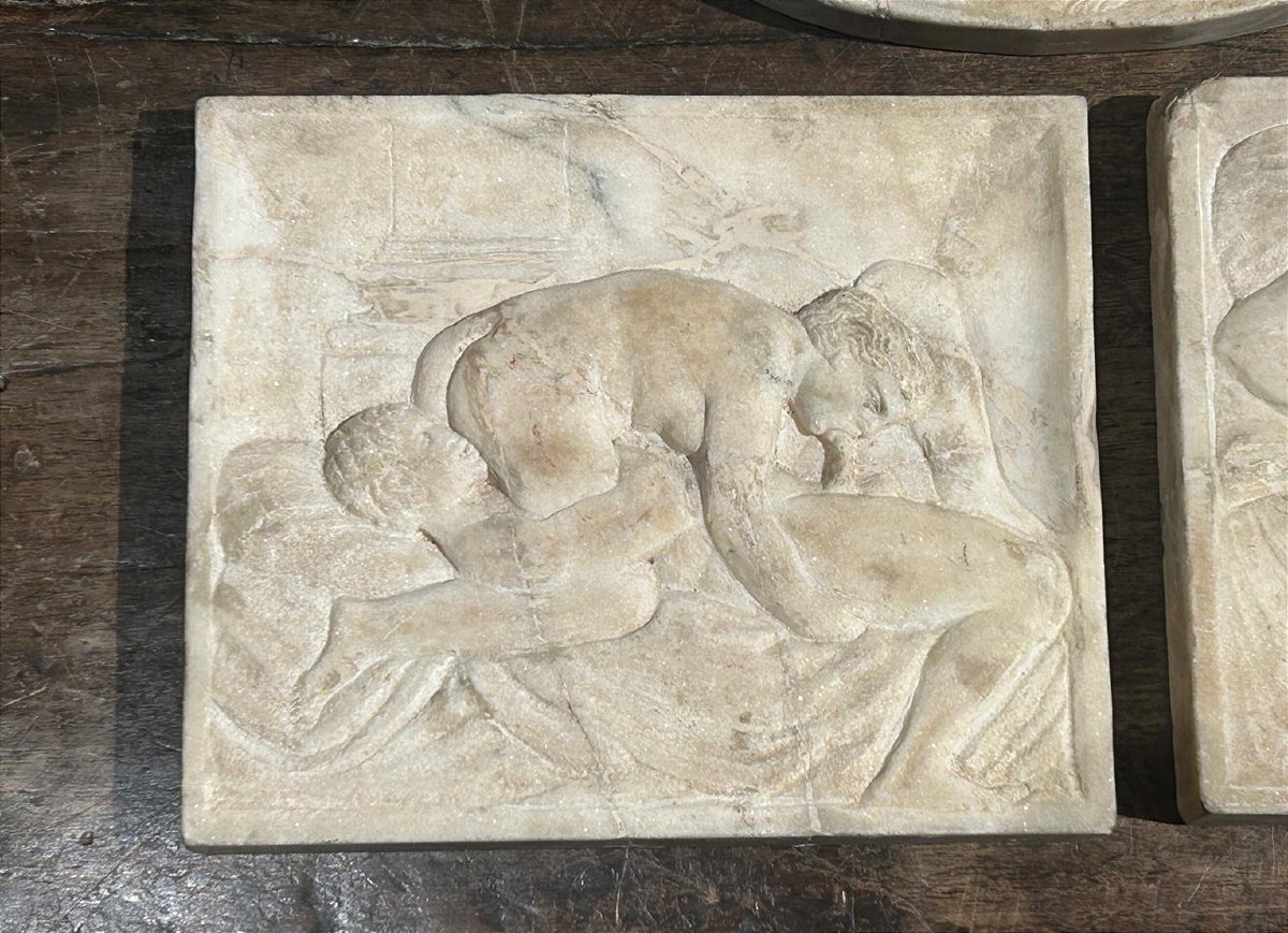 Marble Bas-reliefs With Erotic Scenes, 18th Century?-photo-3