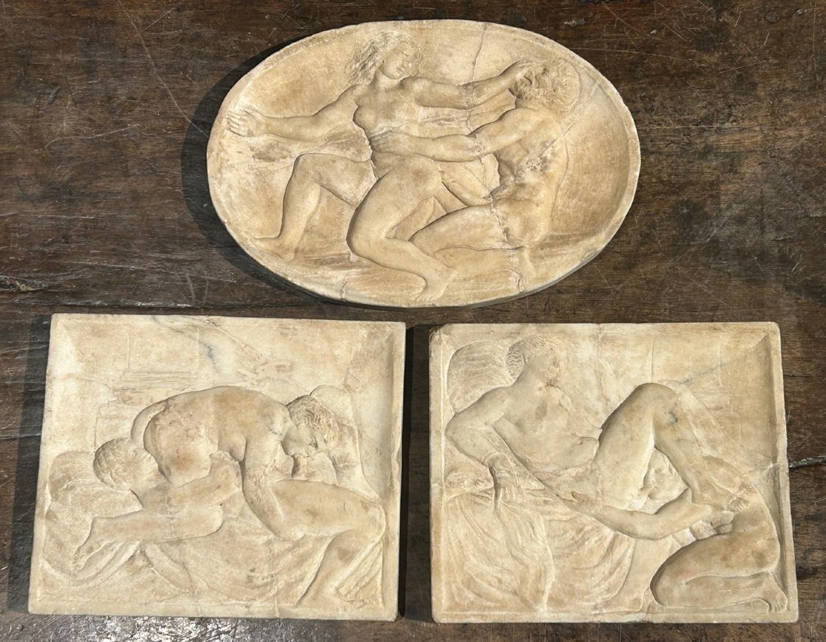Marble Bas-reliefs With Erotic Scenes, 18th Century?-photo-1