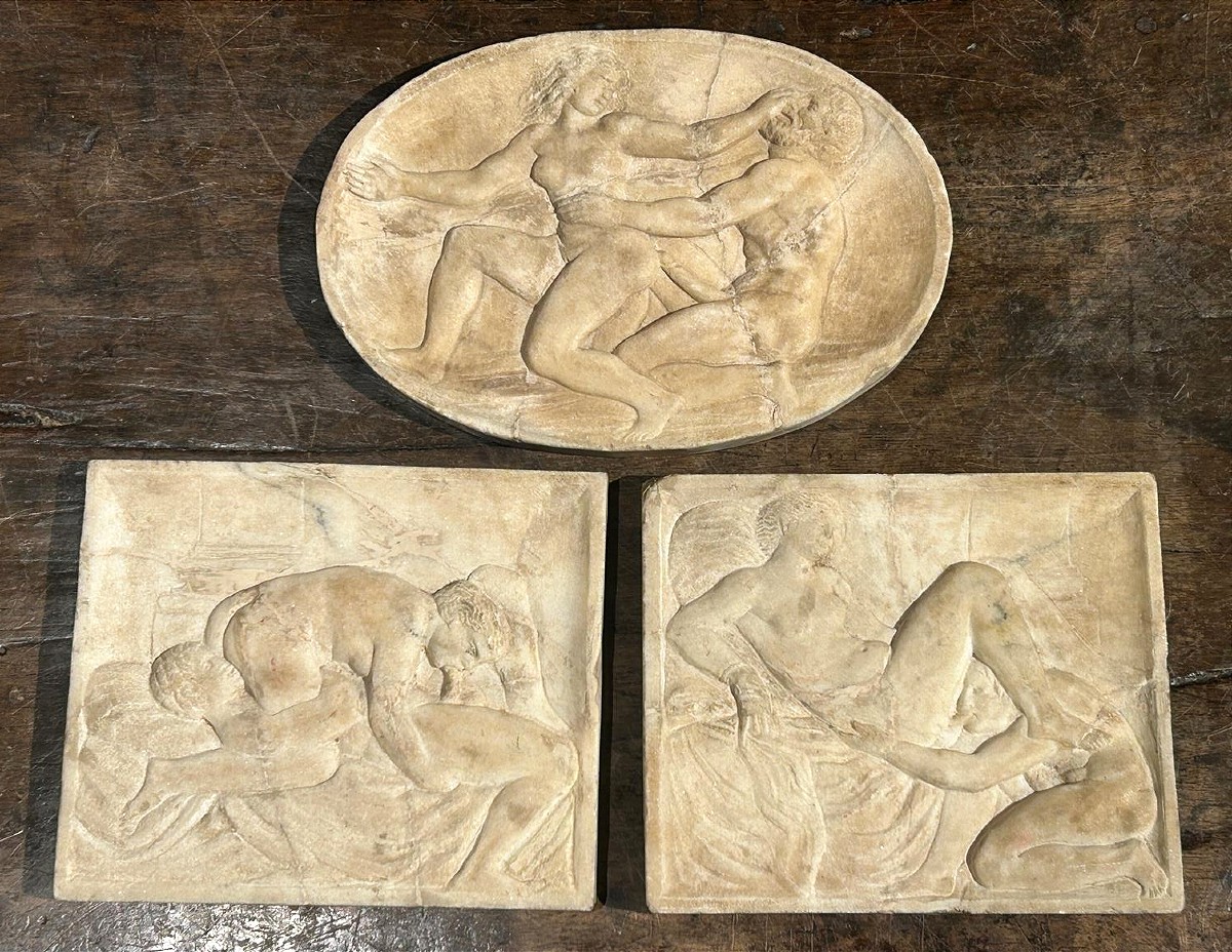 Marble Bas-reliefs With Erotic Scenes, 18th Century?