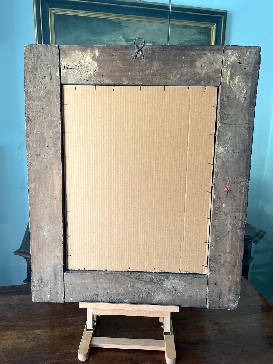 Cadre en laque italienne finement gravée et or, datant de la seconde moitié du XVIIe siècle.-photo-4