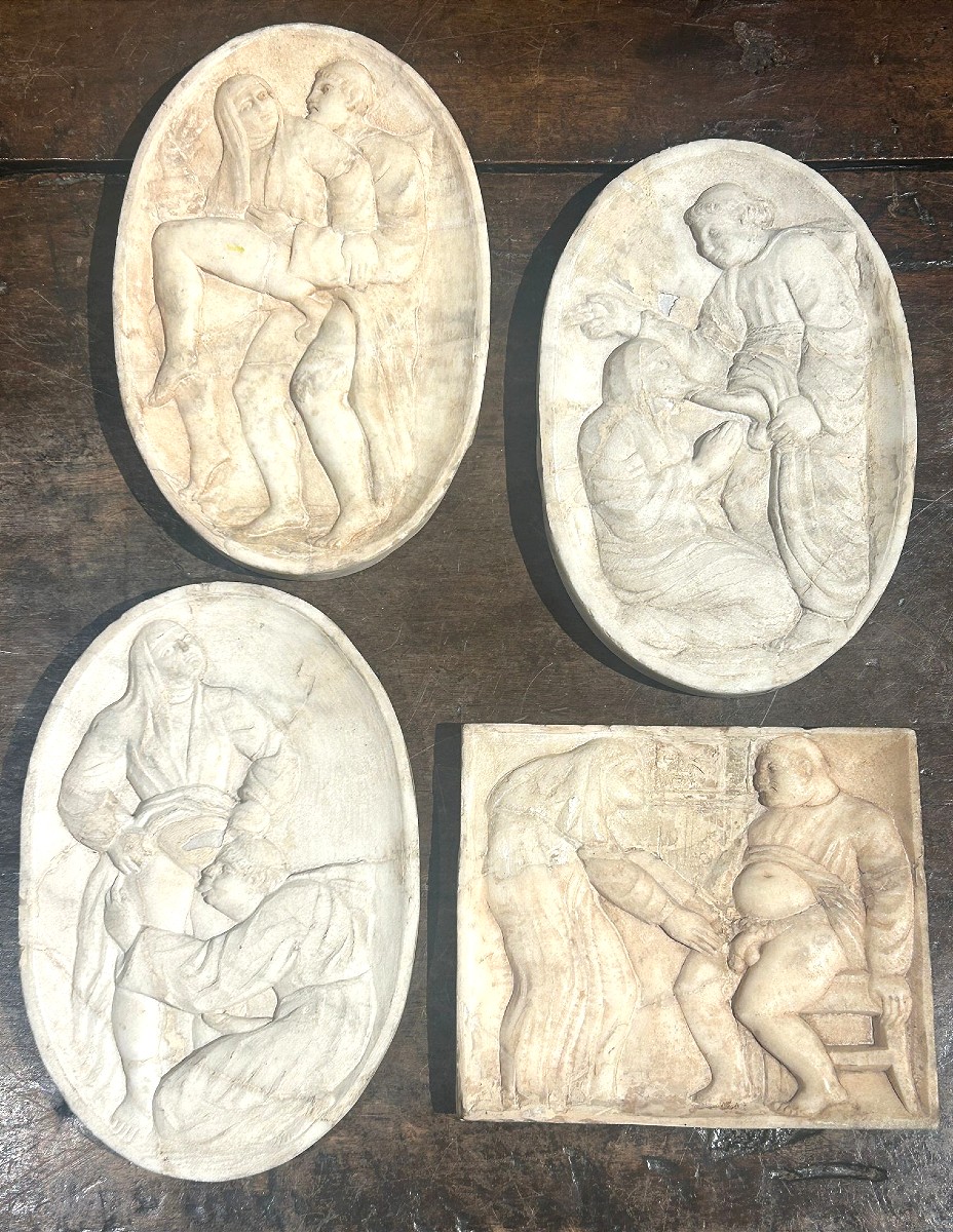 Marble Bas-reliefs With Erotic Scenes, First Half 19th Century.