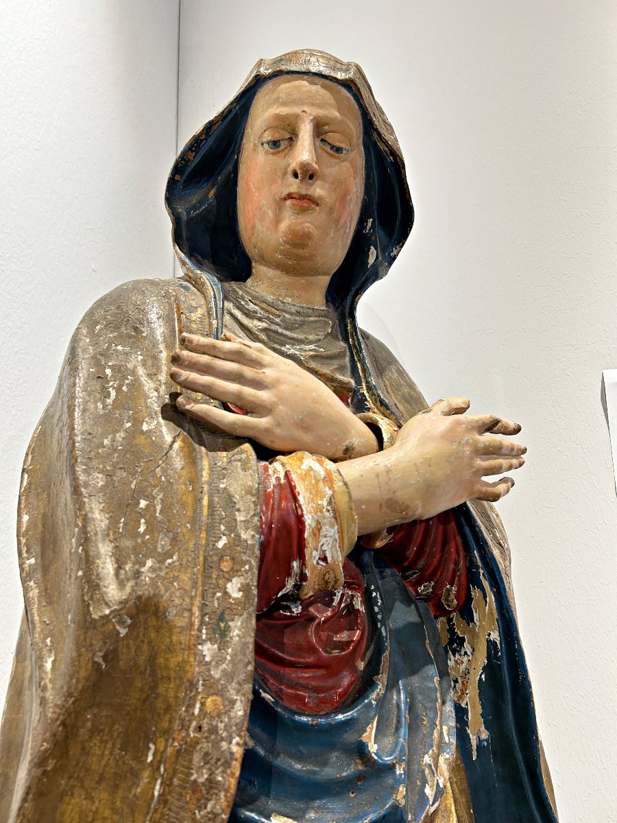 Sant'anna En Bois Doré Et Polychrome Du Début Du XVIe Siècle, Sienne.-photo-3