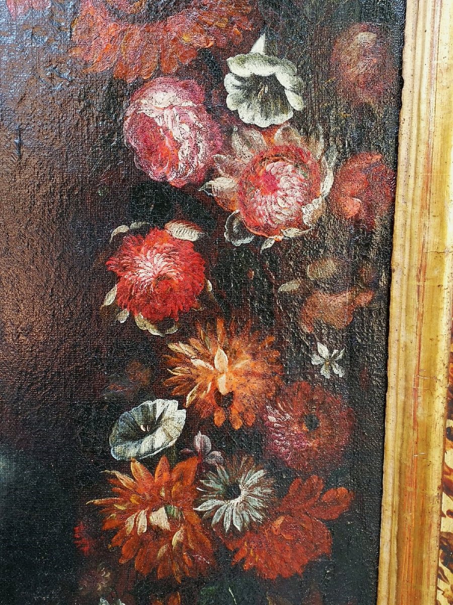  Salvador Mundi Dans Une Guirlande De Fleurs peint par deux peintres, Italie centrale du XVII s-photo-5