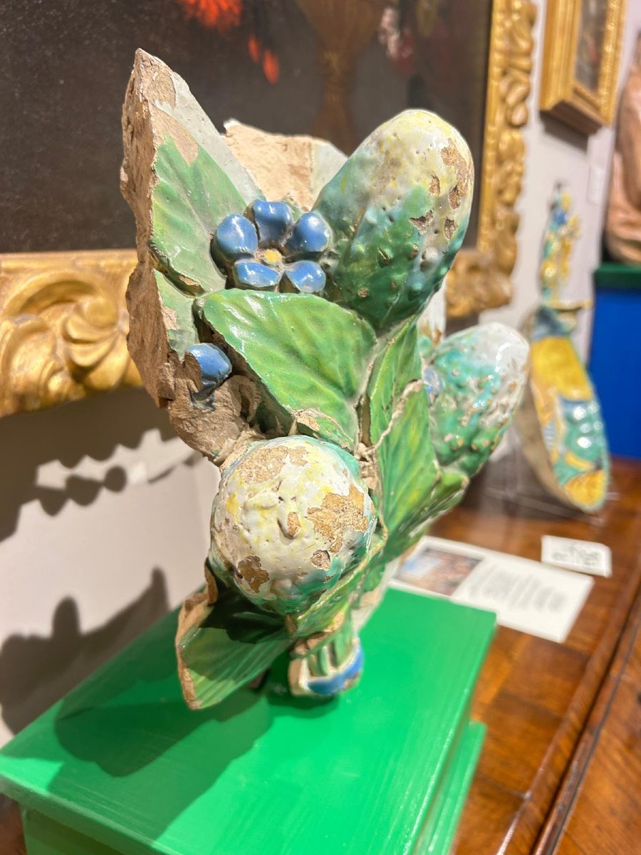 Fragment Of A Monumental Robbia-style Frame In Glazed Majolica. Late 15th – Early 16th Century-photo-3
