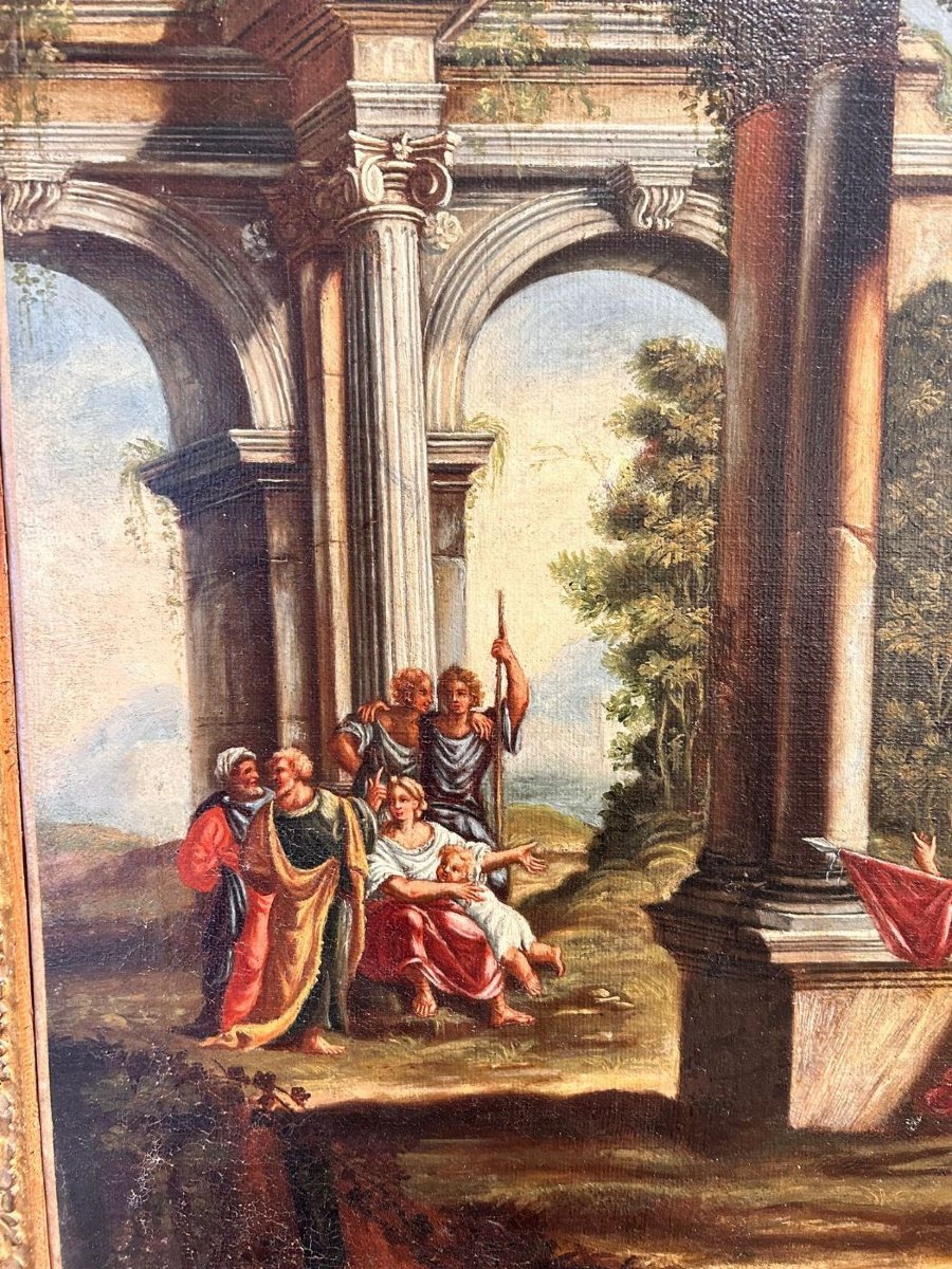 A Pair Of Architectural Caprices Featuring Biblical Scenes And Contemporary Roman Frames.-photo-6