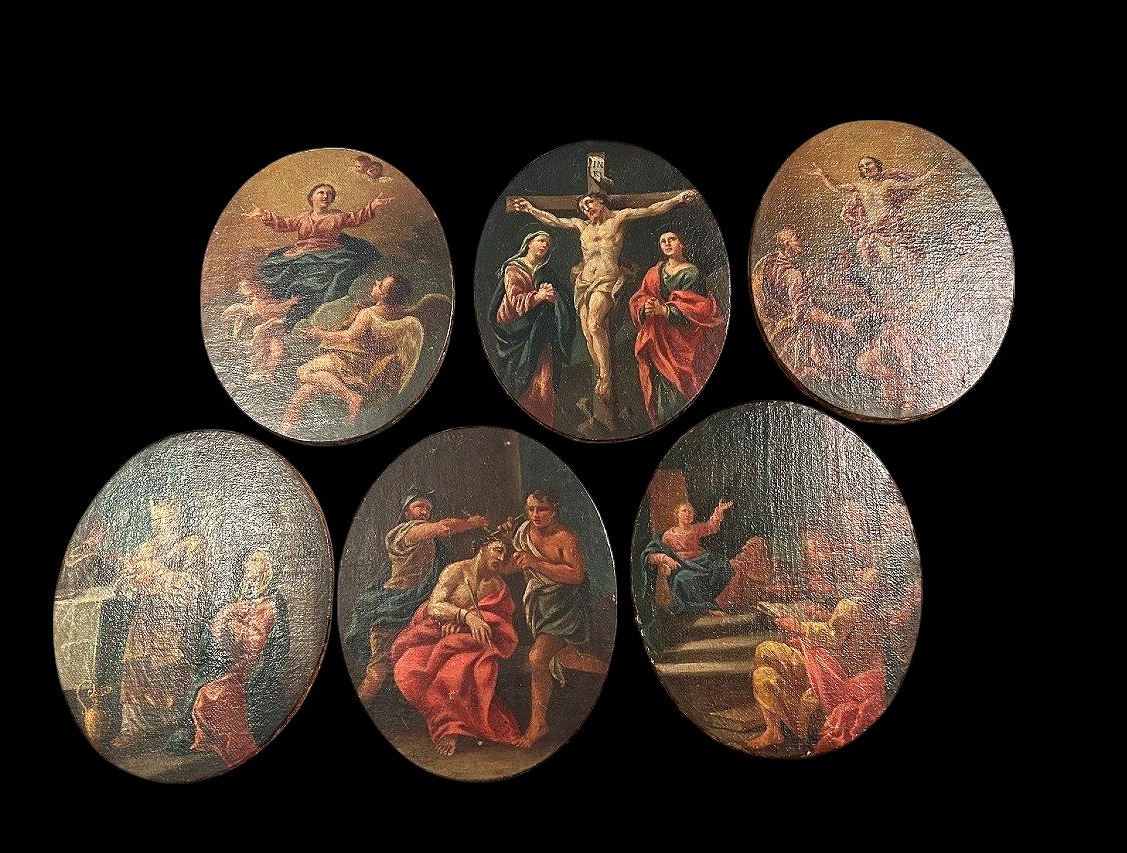 N. 6 Scenes From The "mysteries Of The Rosary" - Central Italy Follower Of Maratta, XVII C.