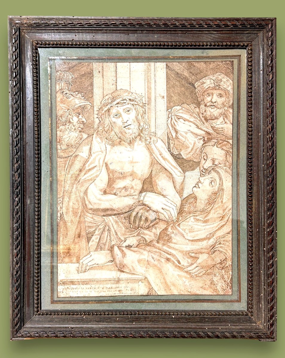 Hecce Homo,  dessin  du XVIIe s. (Inv. Correggio, Dis. Agost. Carracci) (375 x 270 mm)