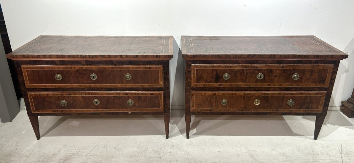 Pair Of Finely Inlaid Louis XVI Sideboards Made Of Precious Woods. Papal States.-photo-3