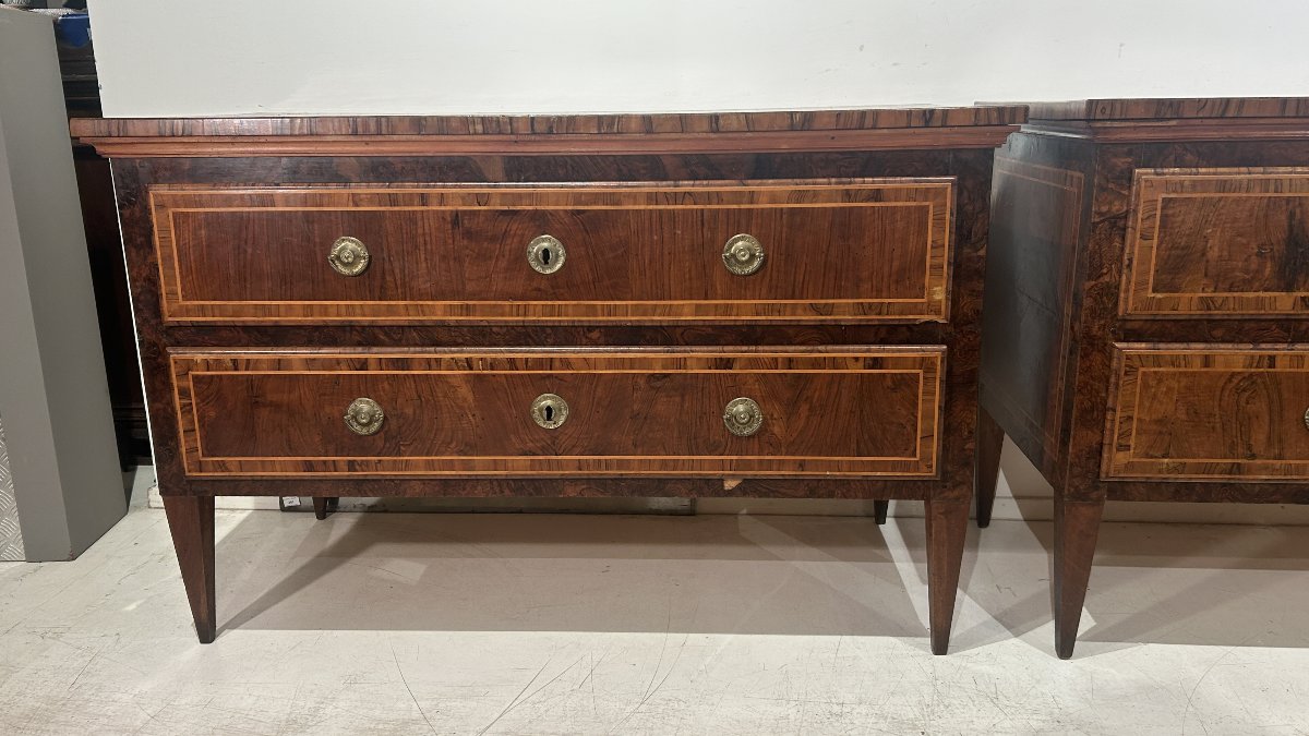 Pair Of Finely Inlaid Louis XVI Sideboards Made Of Precious Woods. Papal States.-photo-4