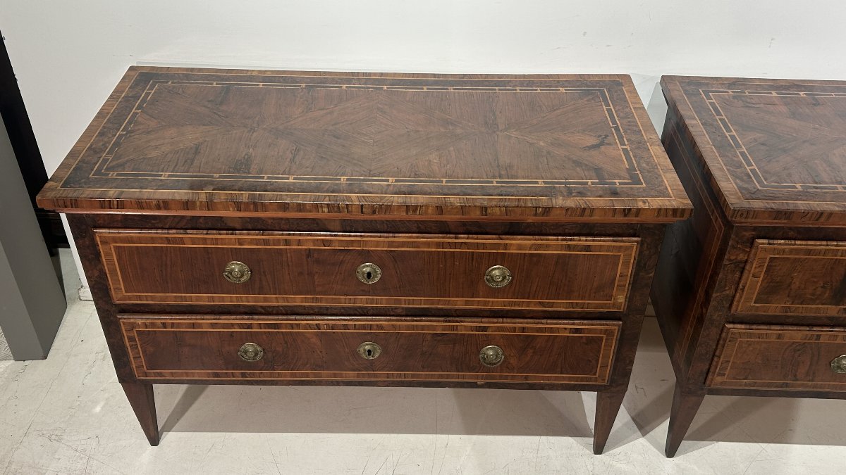 Pair Of Finely Inlaid Louis XVI Sideboards Made Of Precious Woods. Papal States.-photo-2