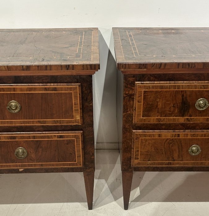 Pair Of Finely Inlaid Louis XVI Sideboards Made Of Precious Woods. Papal States.-photo-3