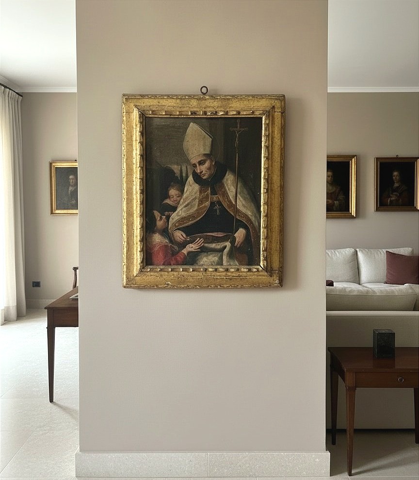 Tableau dans un cadre d'époque représ. Saint Thomas de Villamena-photo-2
