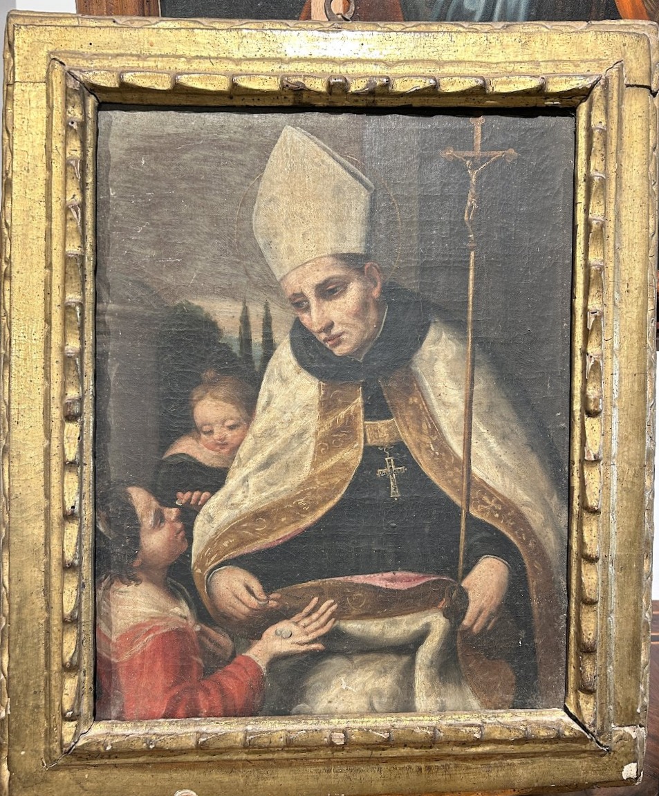 Tableau dans un cadre d'époque représ. Saint Thomas de Villamena