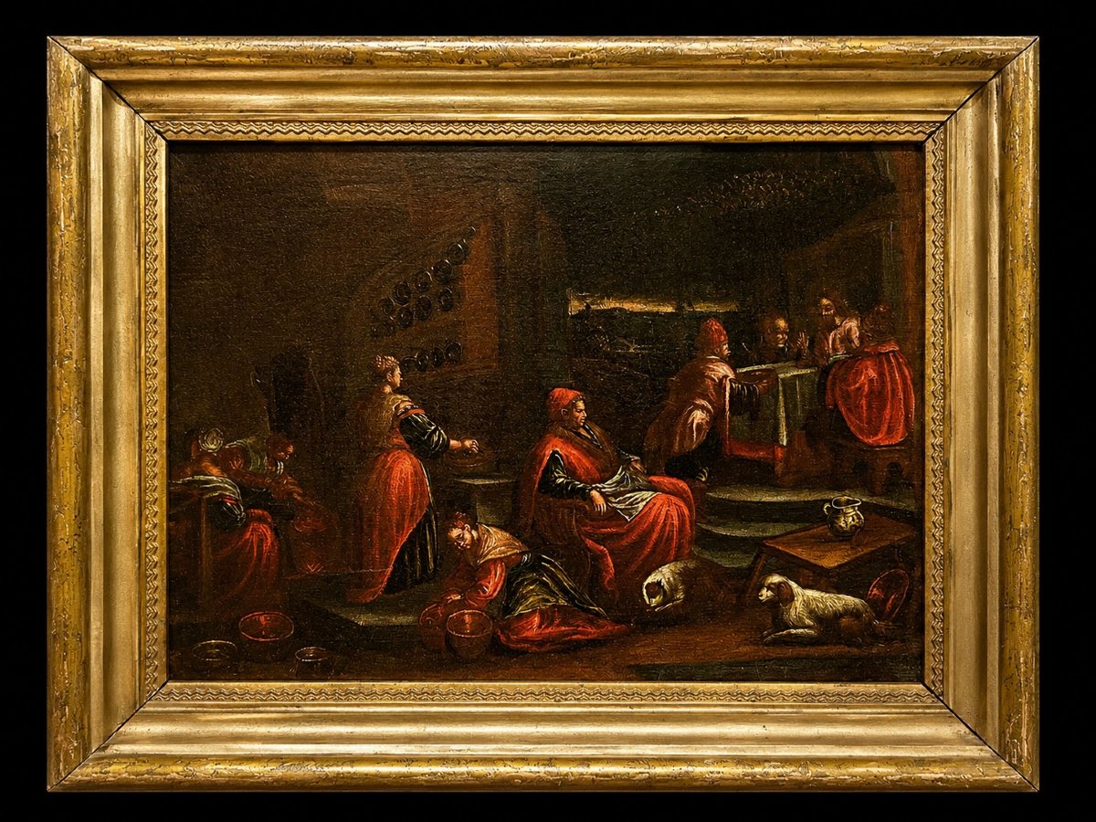 Paire de tableaux de l'école de Bassano dans des cadres anciens-photo-3