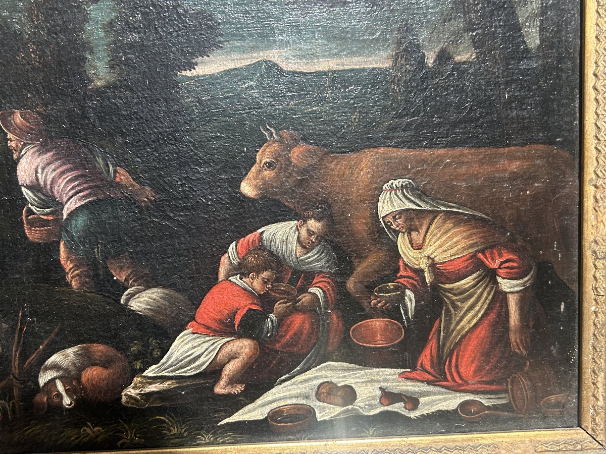 Paire de tableaux de l'école de Bassano dans des cadres anciens-photo-2