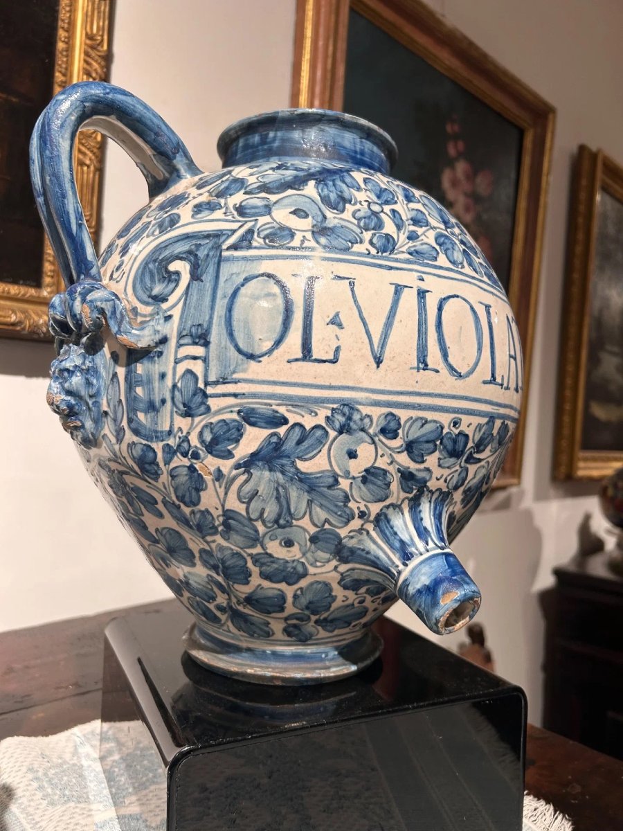 A Pair Of Rare Blue-and-white Double-handled Jars, Deruta, First Half Of The 17th Century.-photo-3