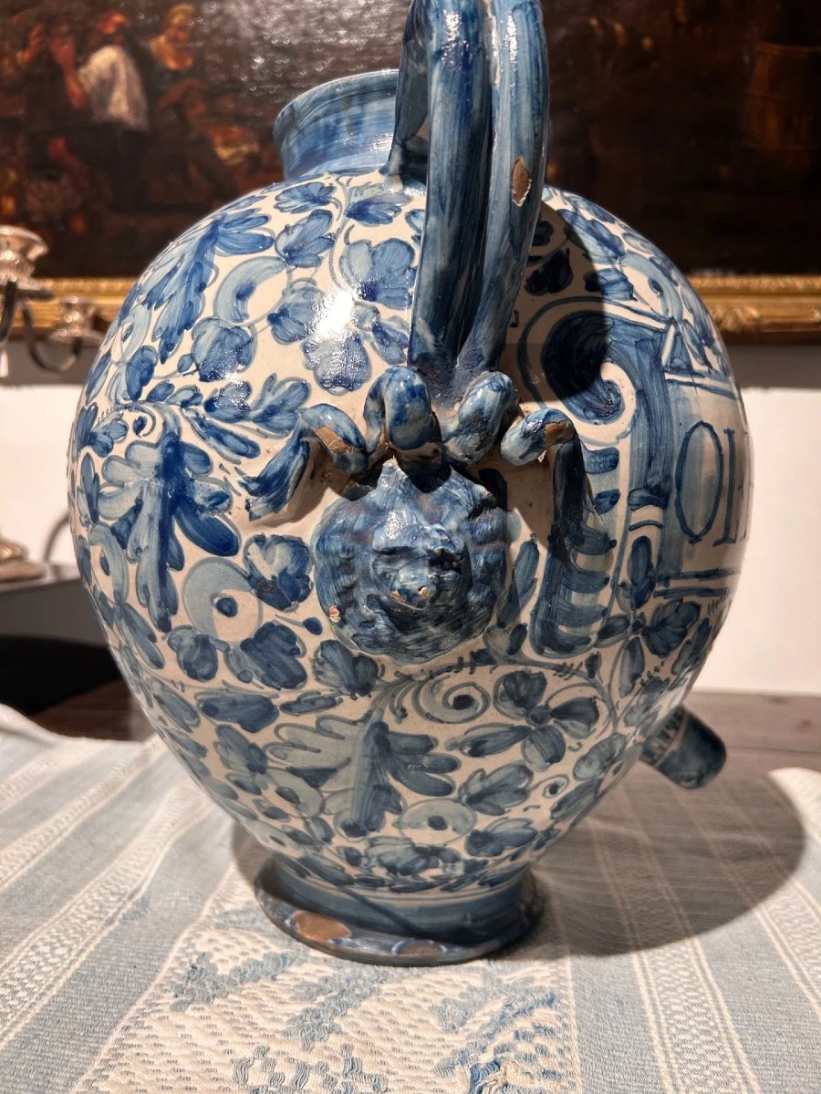 A Pair Of Rare Blue-and-white Double-handled Jars, Deruta, First Half Of The 17th Century.-photo-4