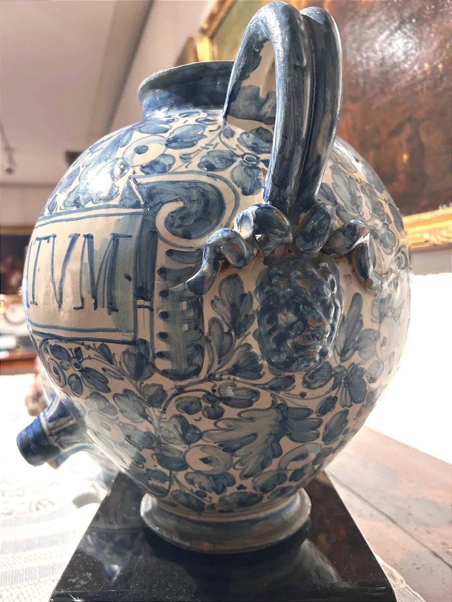 A Pair Of Rare Blue-and-white Double-handled Jars, Deruta, First Half Of The 17th Century.-photo-1