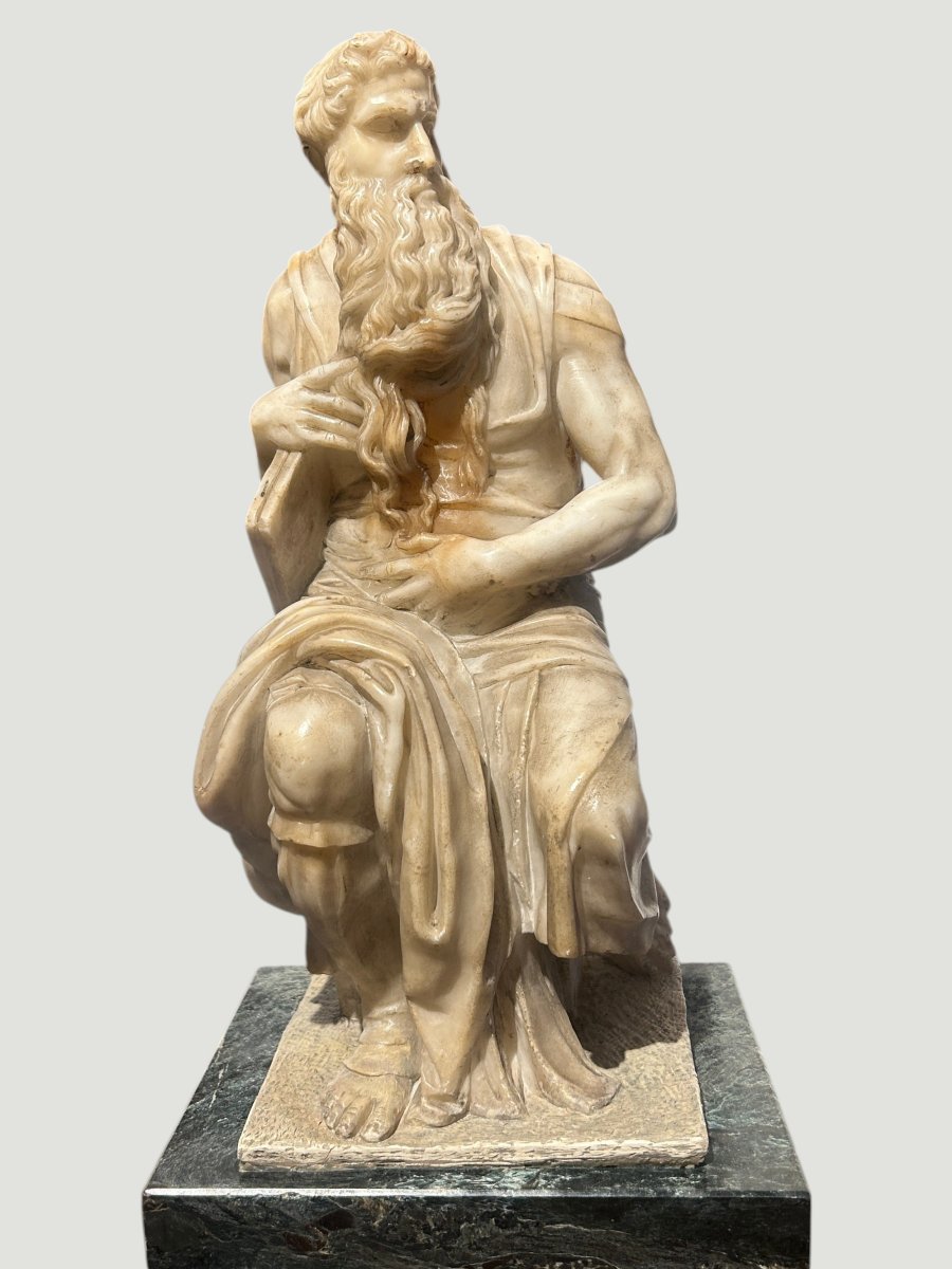 Alabaster Sculpture Depicting Michelangelo's Moses. Italy, Early 19th Century