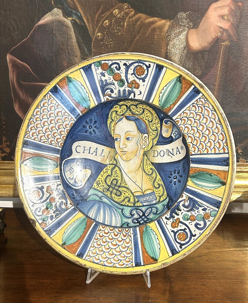 Umbrian Deruta Plate With "bella" - Chalidona, 1520-40ca.