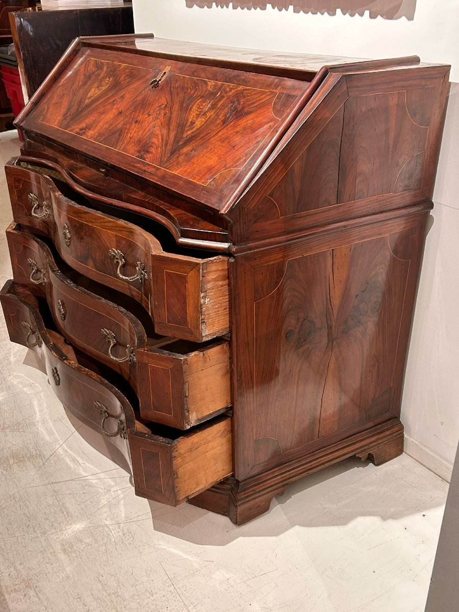 Abattant Mobile En Placage De Noyer Et Palissandre Et Filets d'érable d'époque 1e Moitié XVIIIs-photo-3