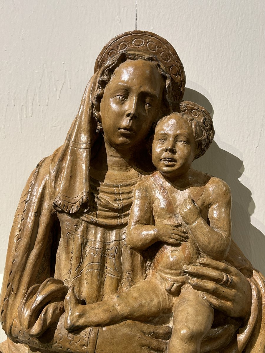 Terracotta "madonna And Child" From The Lombard School, Dating From The Third Quarter Of The 15th Century-photo-4