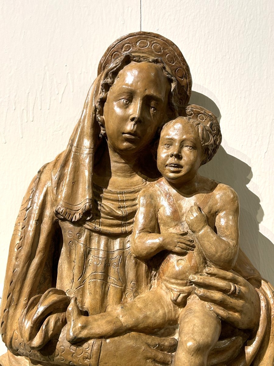 Terracotta "madonna And Child" From The Lombard School, Dating From The Third Quarter Of The 15th Century-photo-4