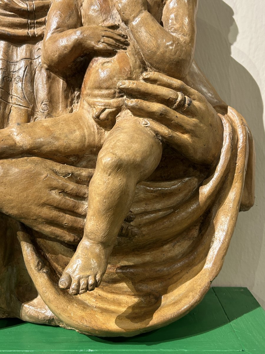 Terracotta "madonna And Child" From The Lombard School, Dating From The Third Quarter Of The 15th Century-photo-2