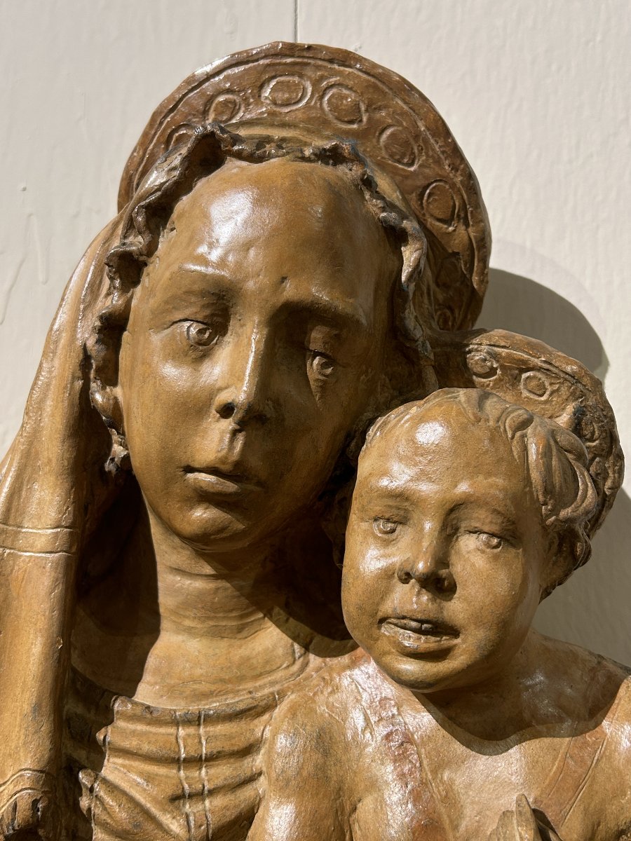 Terracotta "madonna And Child" From The Lombard School, Dating From The Third Quarter Of The 15th Century-photo-3