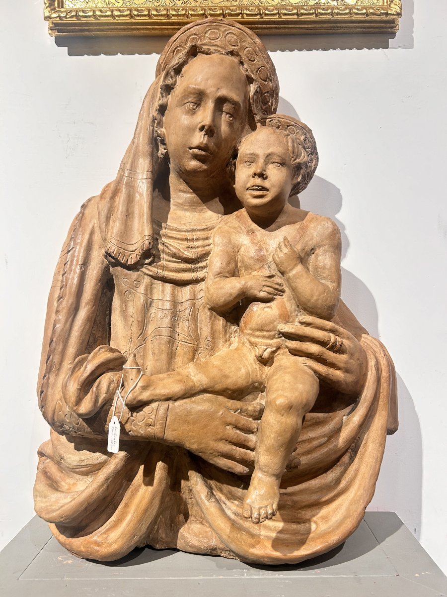 Terracotta "madonna And Child" From The Lombard School, Dating From The Third Quarter Of The 15th Century