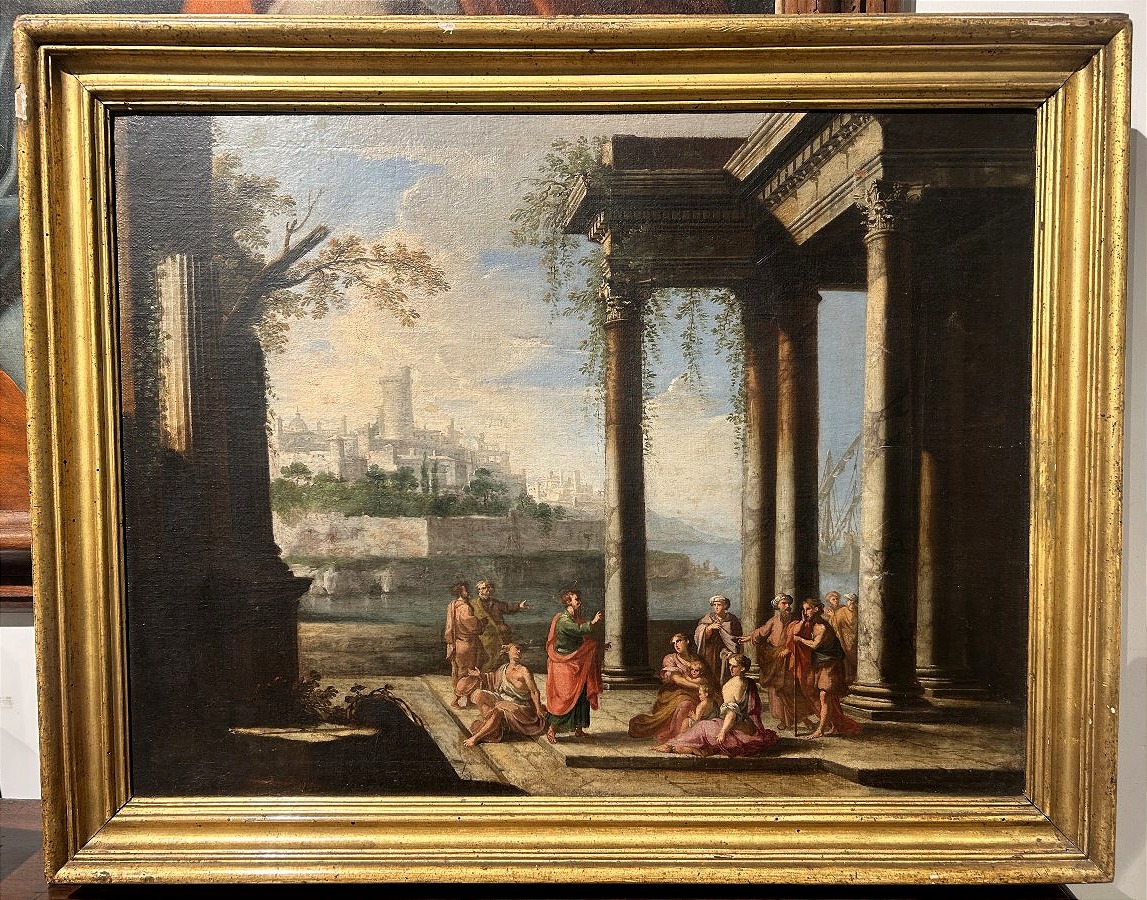 Capriccio Depicting St. John The Baptist Preaching - Alberto Carlieri (rome 1672–1720) 