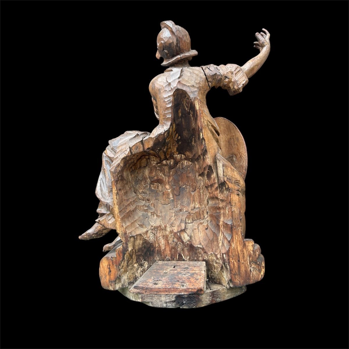 Allégorie en bois finement sculptée du Sagesse ou Minerve. Rome, 2nd moitié du XVIIème s. -photo-4