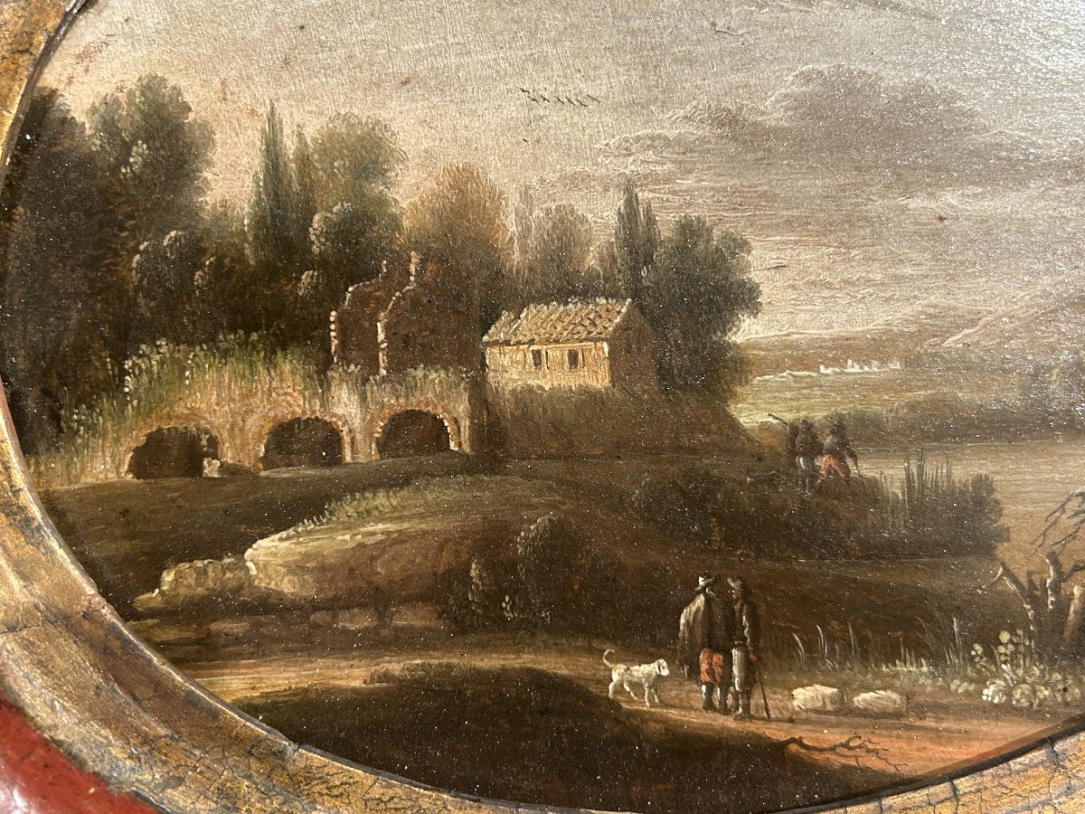 Pair Of Landscapes Depicting Rural Scenes, 17th-century Oil Paintings On Panel.-photo-3