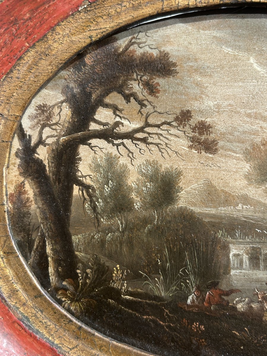 Pair Of Landscapes Depicting Rural Scenes, 17th-century Oil Paintings On Panel.-photo-5