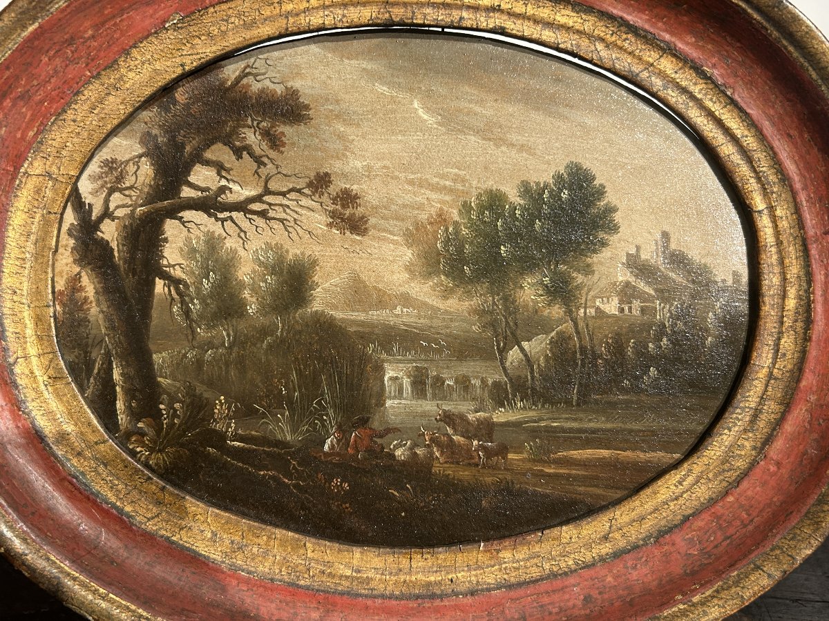 Pair Of Landscapes Depicting Rural Scenes, 17th-century Oil Paintings On Panel.-photo-6