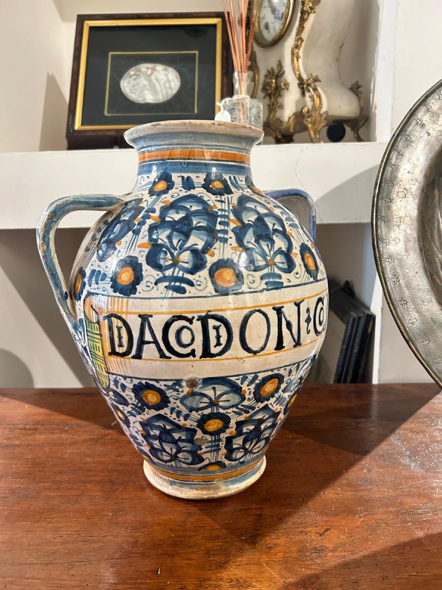 Persian Palm-motif Jar From Montelupo Fiorentino, 31 Cm Tall.-photo-2