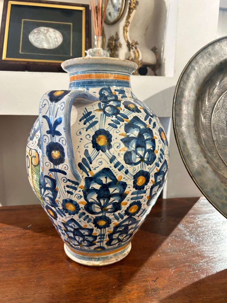 Persian Palm-motif Jar From Montelupo Fiorentino, 31 Cm Tall.-photo-3