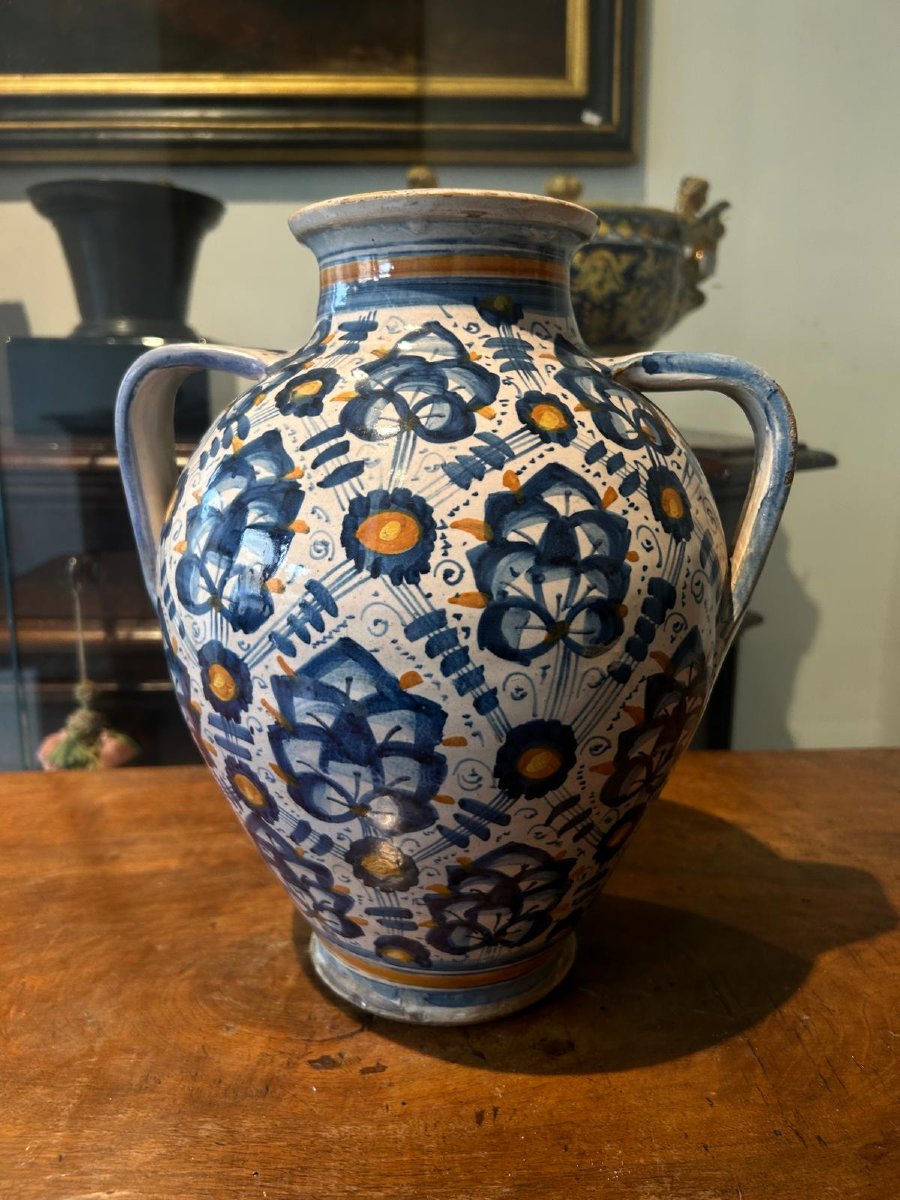 Persian Palm-motif Jar From Montelupo Fiorentino, 31 Cm Tall.-photo-3
