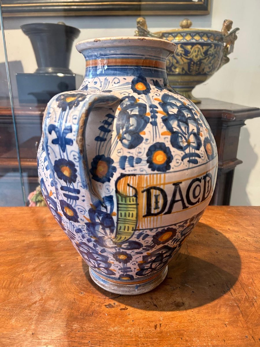 Persian Palm-motif Jar From Montelupo Fiorentino, 31 Cm Tall.-photo-4