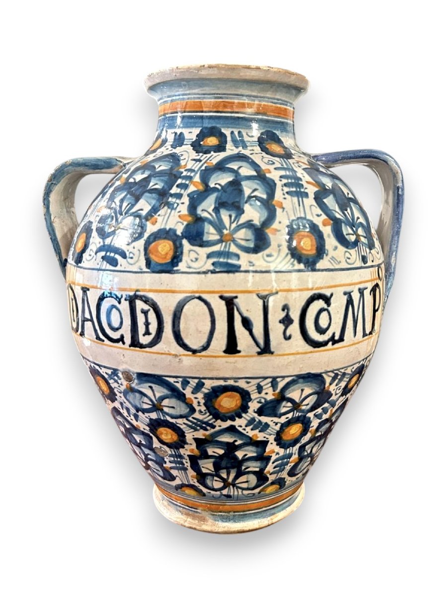 Persian Palm-motif Jar From Montelupo Fiorentino, 31 Cm Tall.