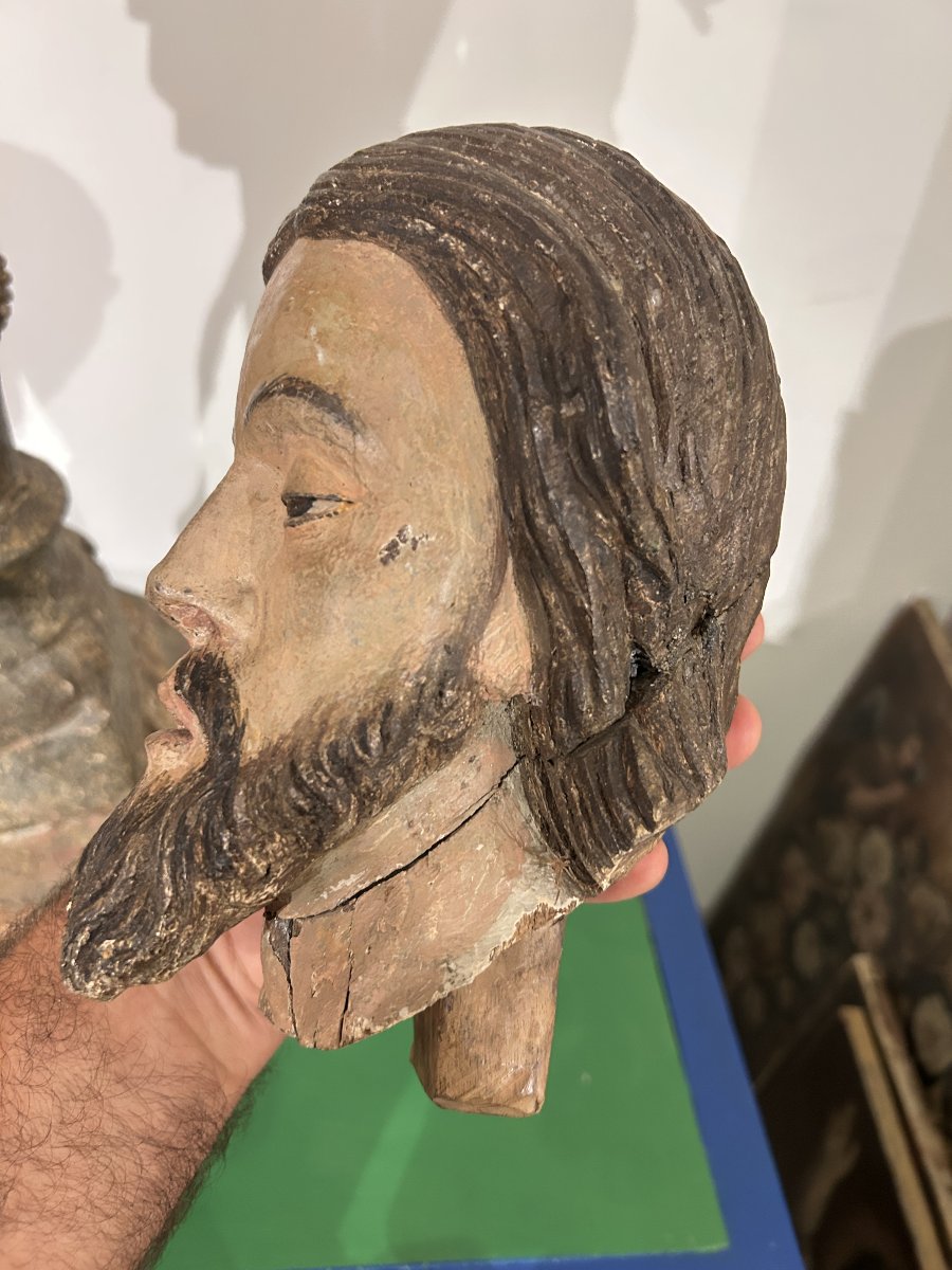 "christ At The Column," Carved From Polychrome Wood. Spain, 16th Century.-photo-5