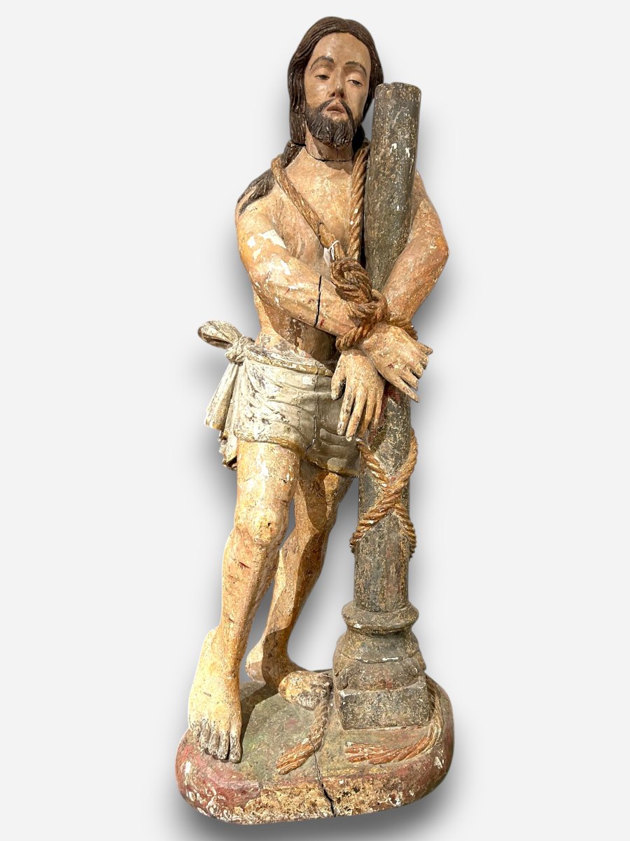 "christ At The Column," Carved From Polychrome Wood. Spain, 16th Century.