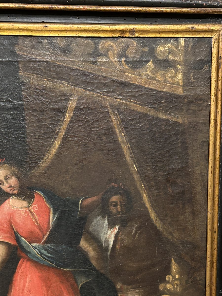 Oil On Canvas In A Period Frame, Depicting Judith With The Head Of Holofernes-photo-4