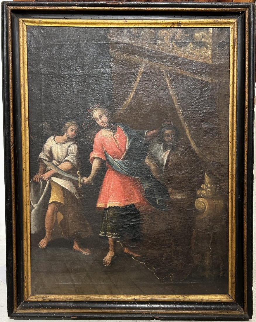 Oil On Canvas In A Period Frame, Depicting Judith With The Head Of Holofernes