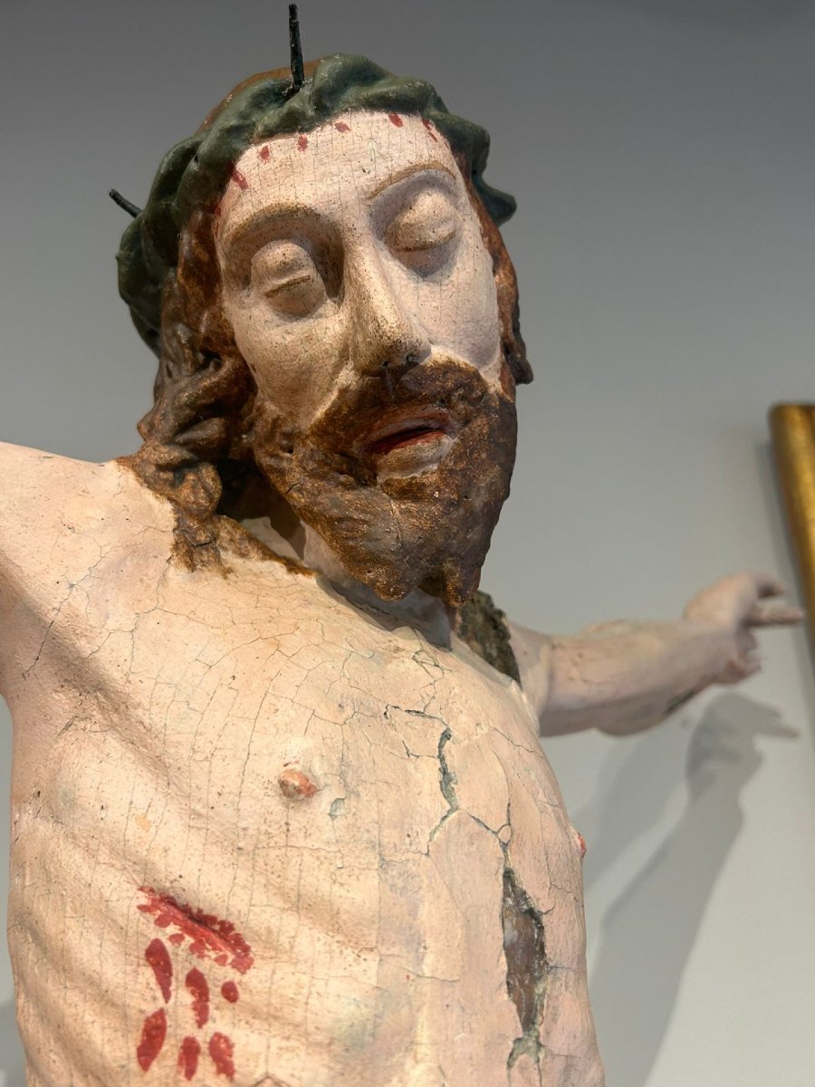 "cristo Patiens" In Wood With Original Polychrome Paint, Central Italy, Early 16th Century. -photo-5