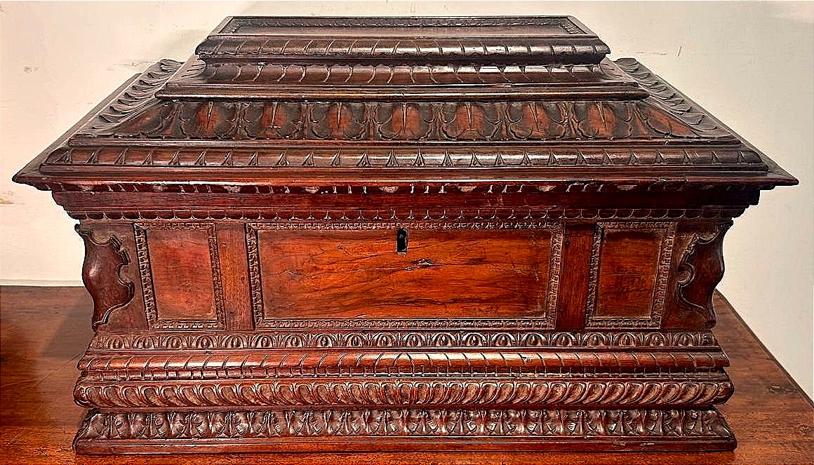 A Finely Carved Walnut Center Chest, 16th-century Tuscany.