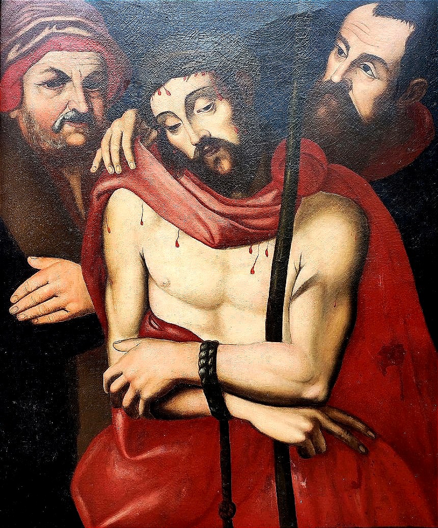 Intéressant Christ Moqué, Huile Sur Toile Du XVIIe Siècle.-photo-2