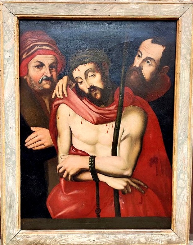 Intéressant Christ Moqué, Huile Sur Toile Du XVIIe Siècle.