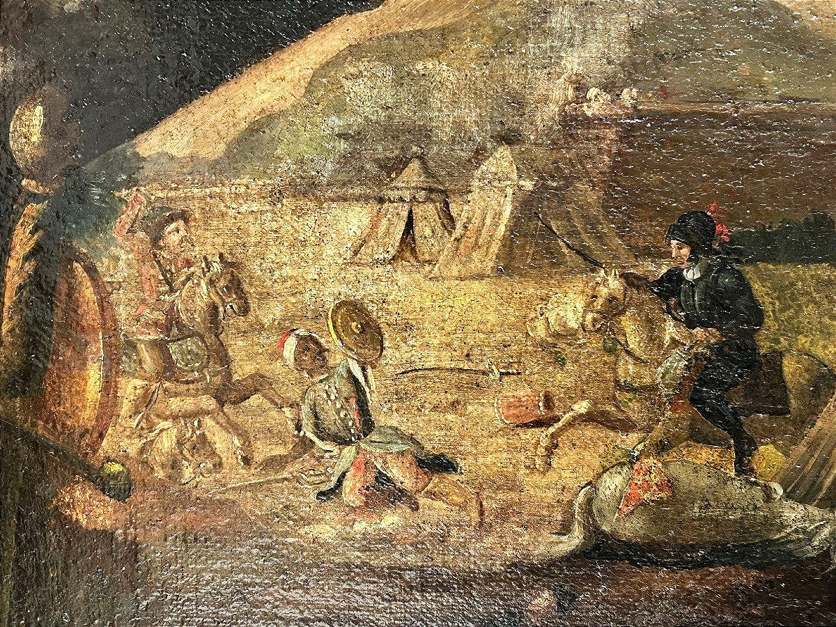Portrait d'un noble sicilien en armure avec scène de la bataille de Vienne en arrière-plan.-photo-2