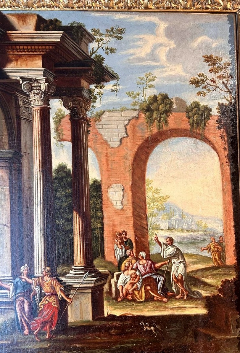 A Pair Of Architectural Caprices Featuring Biblical Scenes With Coeval Roman Frames.-photo-3